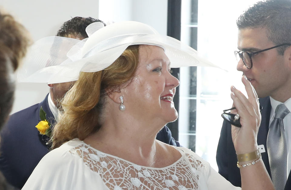 MELBOURNE, AUSTRALIA - NOVEMBER 06:  Gina Rinehart at the Furphy Marquee on Melbourne Cup Day at Flemington Racecourse on November 6, 2018 in Melbourne, Australia.  (Photo by Scott Barbour/Getty Images)