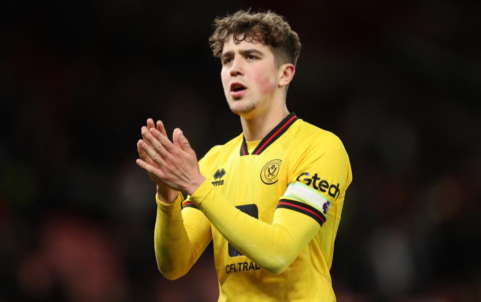 Oliver Arblaster applauds the Sheffield United fans