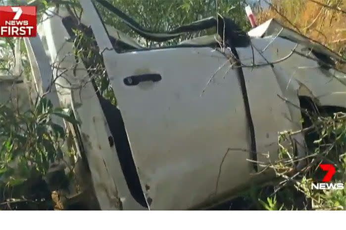 The vehicle was badly damaged in the accident. Image: 7 News