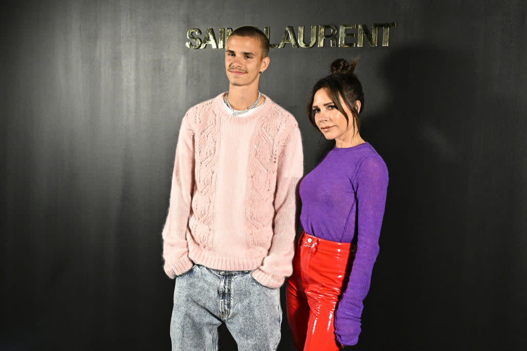 Romeo Beckham towered over his famous mother. (Getty Images)