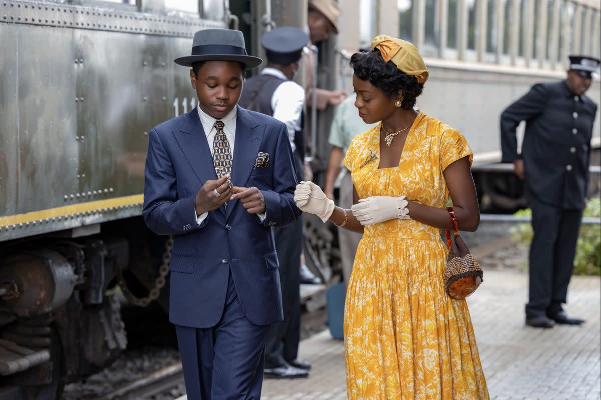 Jalyn Hall as Emmett, with Danielle Deadwyler as his mother, Mamie, in Till, which opens on Friday  (Lynsey Weatherspoon / Orion Pict)