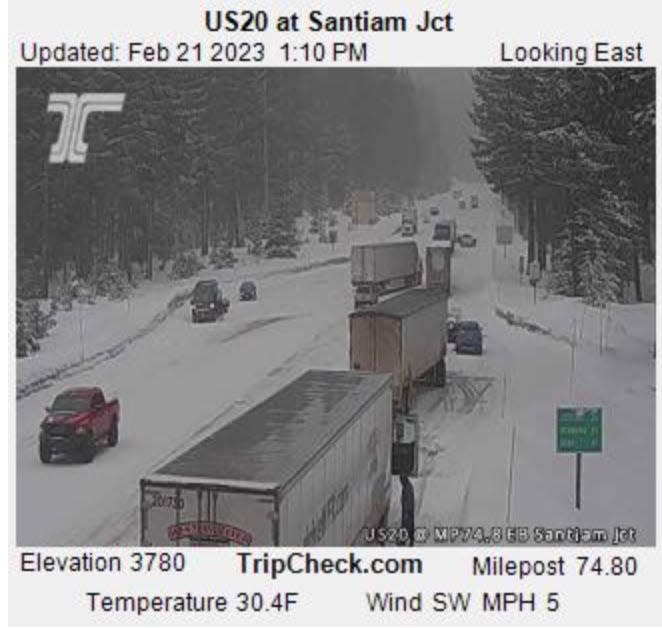 A major delay on Highway 20 at Santiam Pass after an accident.
