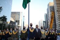 Supporters of Brazilian President Jair Bolsonaro take part in a protest calling for a printed vote, in Paulista Avenue, Sao Paulo