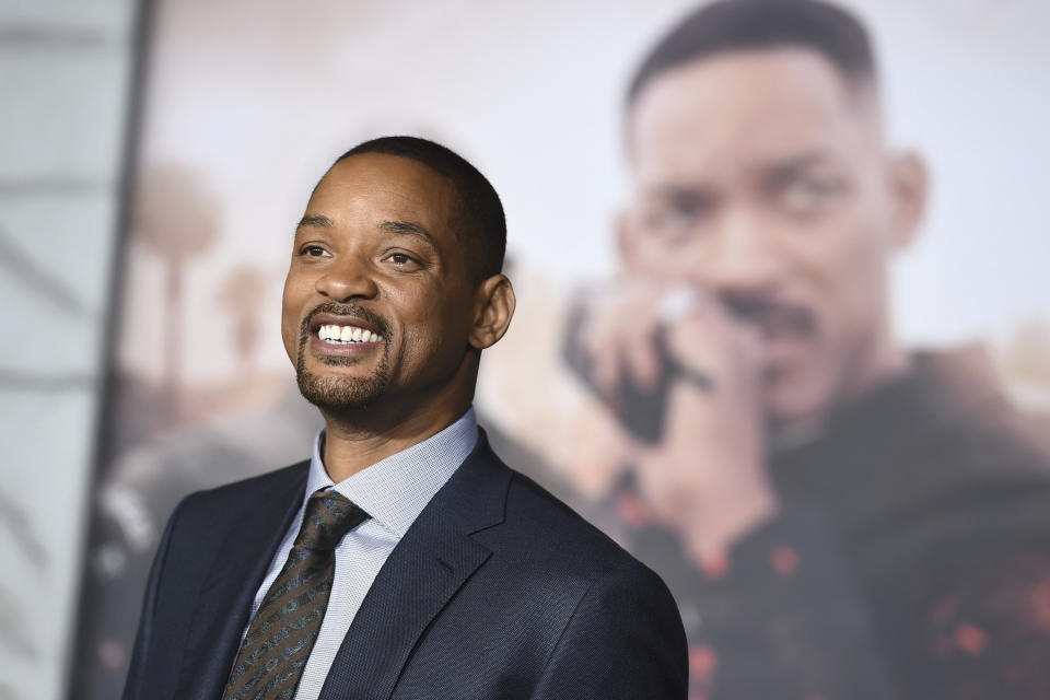 File - In this Dec. 13, 2017, file photo, Will Smith arrives at the U.S. premiere of "Bright" in Los Angeles. When Smith turns 50 on Tuesday, Sept. 25, 2018, he will jump head-first into the big milestone. The “Fresh Prince” plans to bungee jump from a helicopter over a gorge just outside Grand Canyon National Park. His birthday activity is the latest in a vast history of outrageous stunts staged in and around one of the world’s seven natural wonders. (Photo by Jordan Strauss/Invision/AP, File)