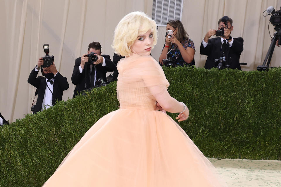 billie in a large gown at the met gala