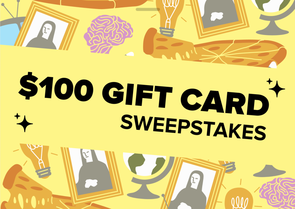 Box that reads "$100 Gift Card Sweepstakes."