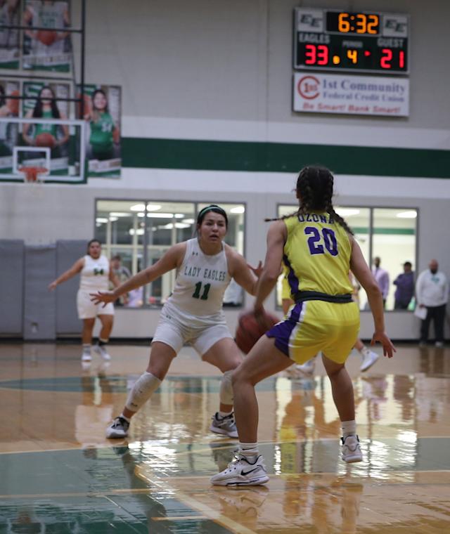 Eldorado girls defend home court against Ozona in 72A basketball battle