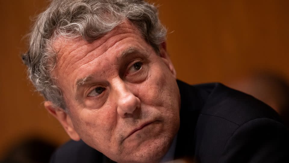 Sen. Sherrod Brown during a Senate hearing on September 12, 2023 on Capitol Hill. - Julia Nikhinson/Sipa/AP