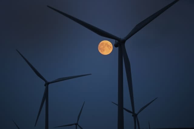 Moon Rises Over Whitelee Wind Farm