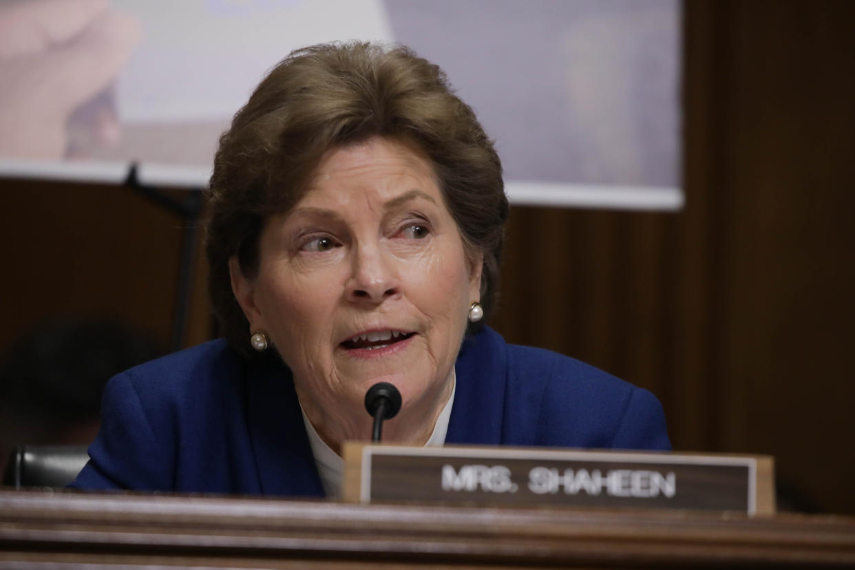 WASHINGTON - UNITED STATES - MARCH 11: Senator Jeanne Shaheen, a Democrat from New Hampshire, listens to testimony during a hearing about 