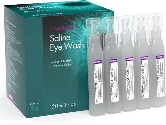 Quickly revive dry eye makeup with saline