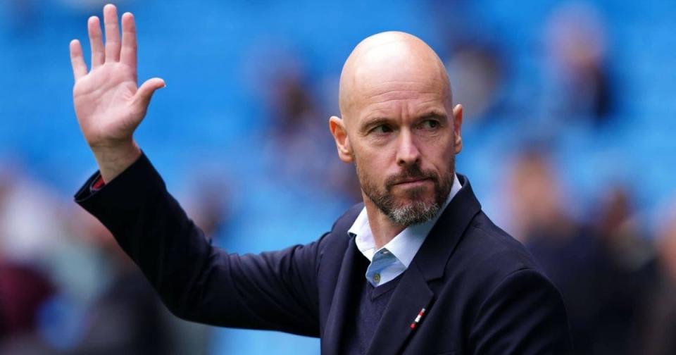 Erik ten Hag, Manchester United manager, waves to fans ahead of the Premier League match at the Etihad Stadium, Manchester Credit: Alamy