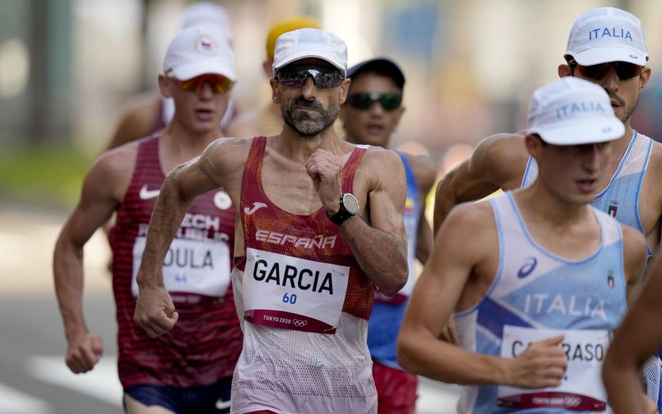 Jesus Angel Garcia of Spain in action the Men's 50 kilometer Race Walk during the Athletics events of the Tokyo 2020 Olympic Games at the Odori Park in Sapporo, Japan, 06 August 2021. - Photo by KIMIMASA MAYAMA/EPA-EFE/Shutterstock