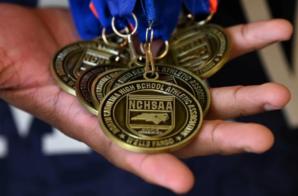 Mallard Creek High wrestler Cameron Stinson Jr. is a three-time state champion who has never lost a match. JEFF SINER/jsiner@charlotteobserver.com