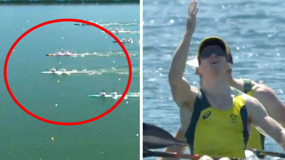 Jean van der Westhuyzen and Thomas Green (pictured right) won the men's K2 1000m (pictured left) in a thrilling race in Tokyo.