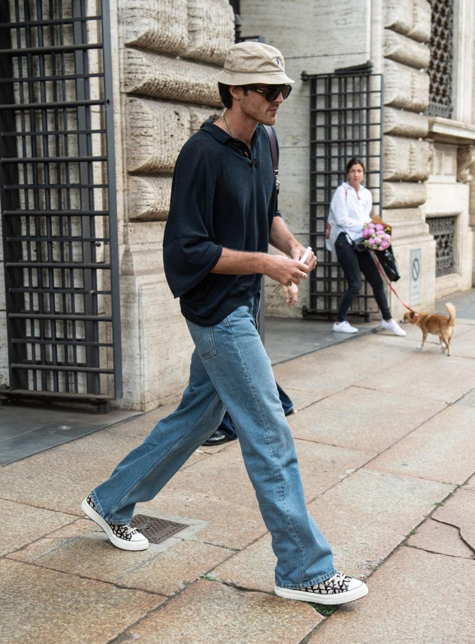 a man walking a dog