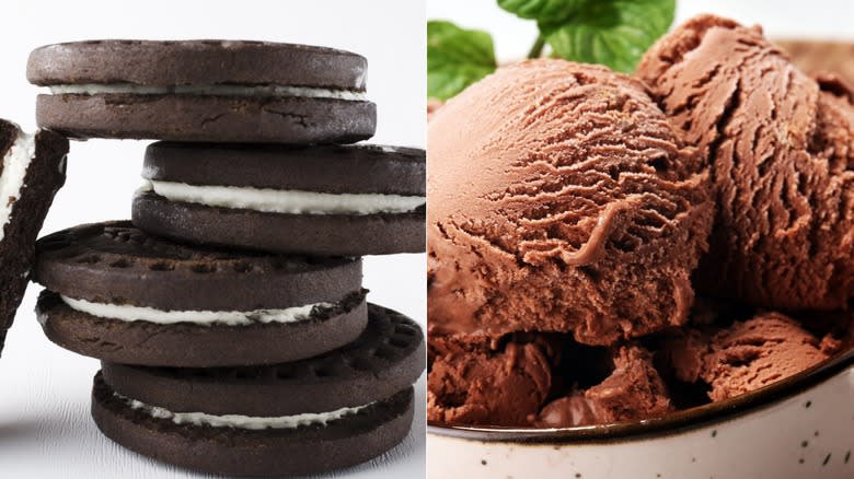 chocolate sandwich cookies and ice cream