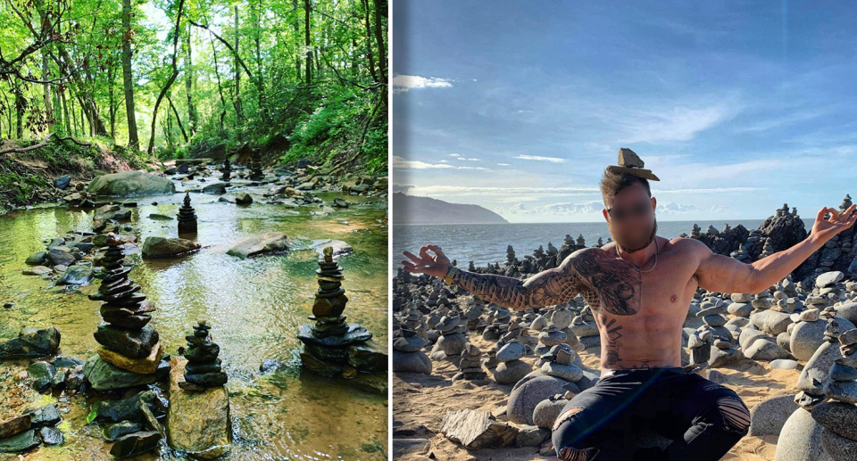 Evidence of people creating rock stacks is rife on social media platforms. Source: Instagram