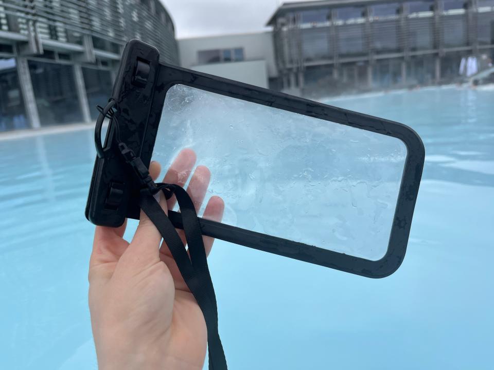 A waterproof phone case.