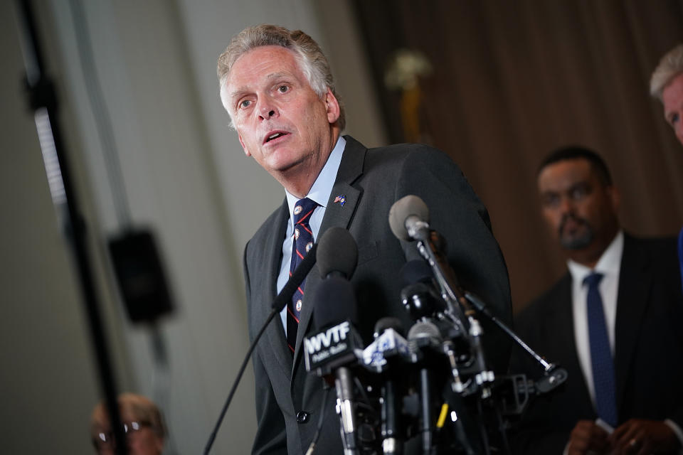 Virginia Gov. Terry McAuliffe speaks during a press conference Aug. 12, 2017, in Charlottesville, Va. While speaking about the violence during a white supremacist rally, McAuliffe said, “Please, go home and never come back. Take your hatred and take your bigotry.” (Photo: Win McNamee/Getty Images)