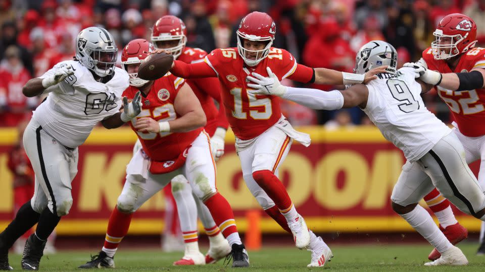 Patrick Mahomes runs with the ball during the third quarter. - Jamie Squire/Getty Images