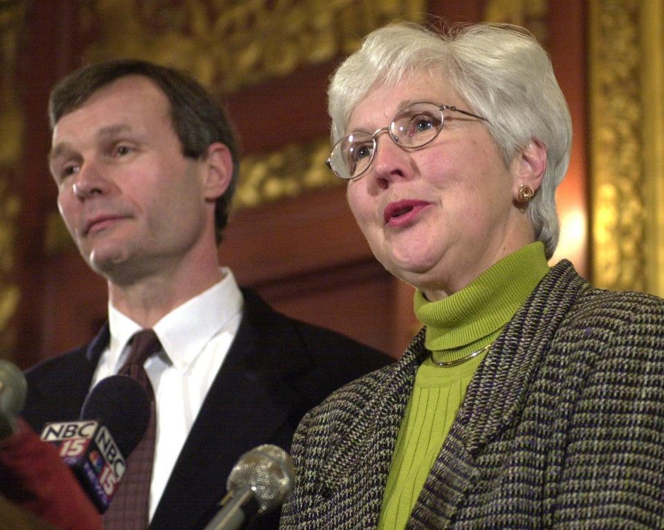 Gov. Scott McCallum with state Sen. Margaret Farrow.