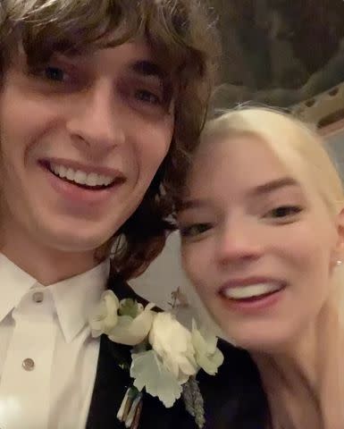 <p>Instagram/malcolmmcrae</p> Malcom McRae (L) and Anya Taylor-Joy (R) on their wedding day