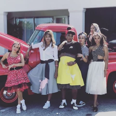 Serena Williams at her 1950s-themed baby shower - Credit: Instagram / @serenawilliams