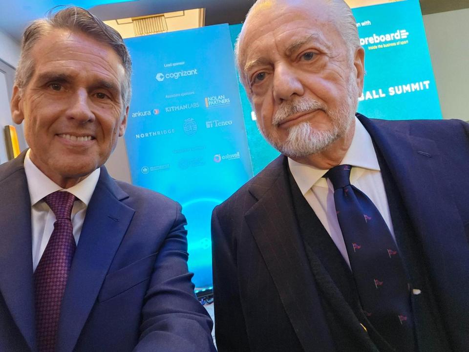 Dan McClory (left) with Aurelio De Laurentiis (right), owner and president of SSC Napoli, the Italian Serie A football champions, in London last week