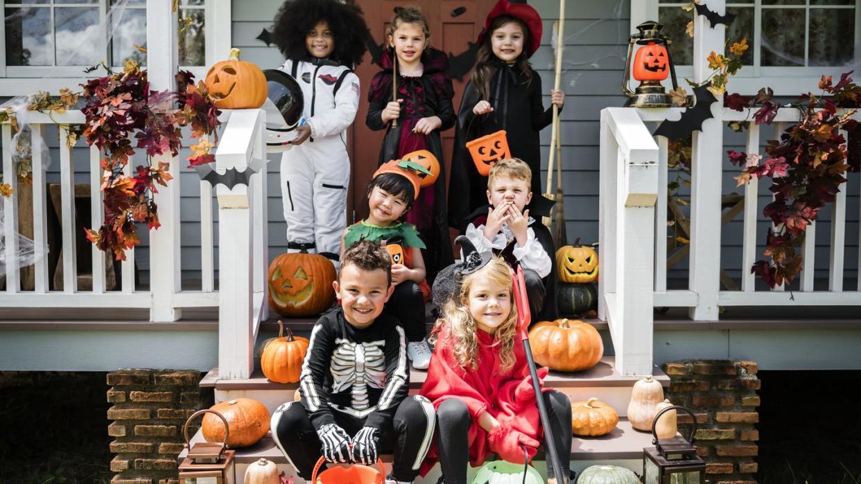 little children in halloween costumes