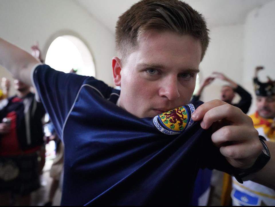 Scotland fans gather in Kensington before England vs Scotland match at Euro 2020 (PA)