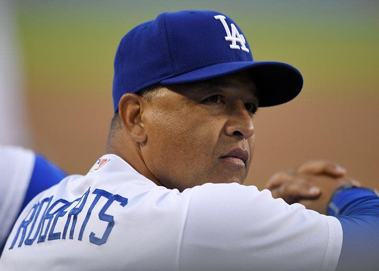 Rookie manager Dave Roberts kept the Dodgers on track despite a record-setting number of injuries. (AP)