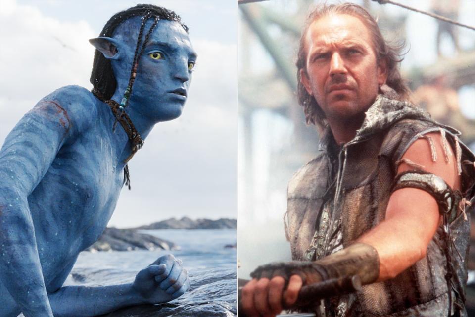 Lo’ak (Britain Dalton) in 20th Century Studios' AVATAR: THE WAY OF WATER. Photo courtesy of 20th Century Studios. © 2022 20th Century Studios. All Rights Reserved.; To Be Released In 1995 "Waterworld" A Universal Studios Picture Starring Kevin Costner (Photo By Getty Images)