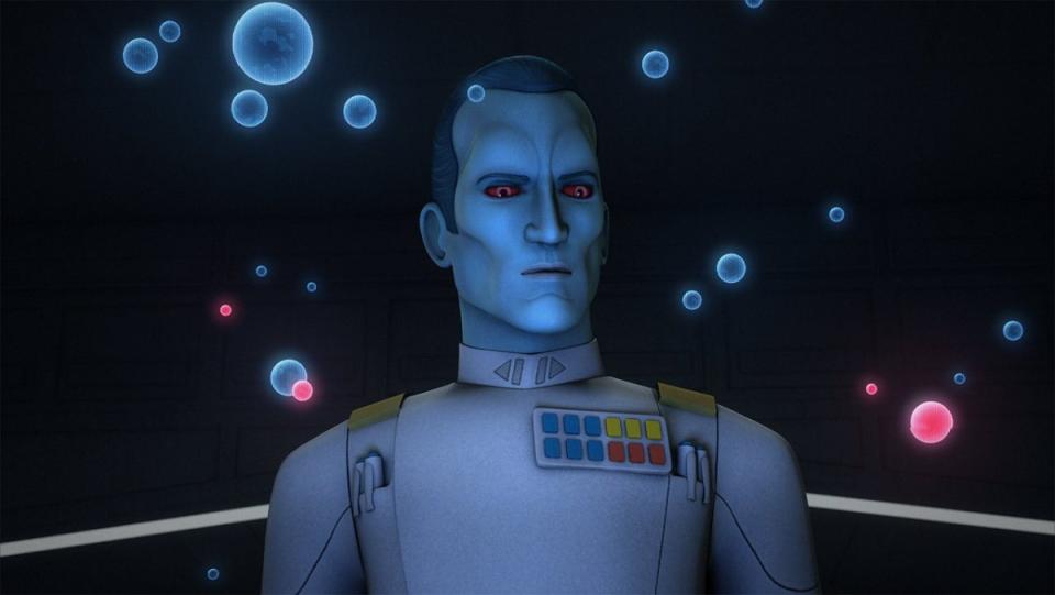 Grand Admiral Thrawn plots the destruction of the Ghost crew in Star Wars Rebels. 