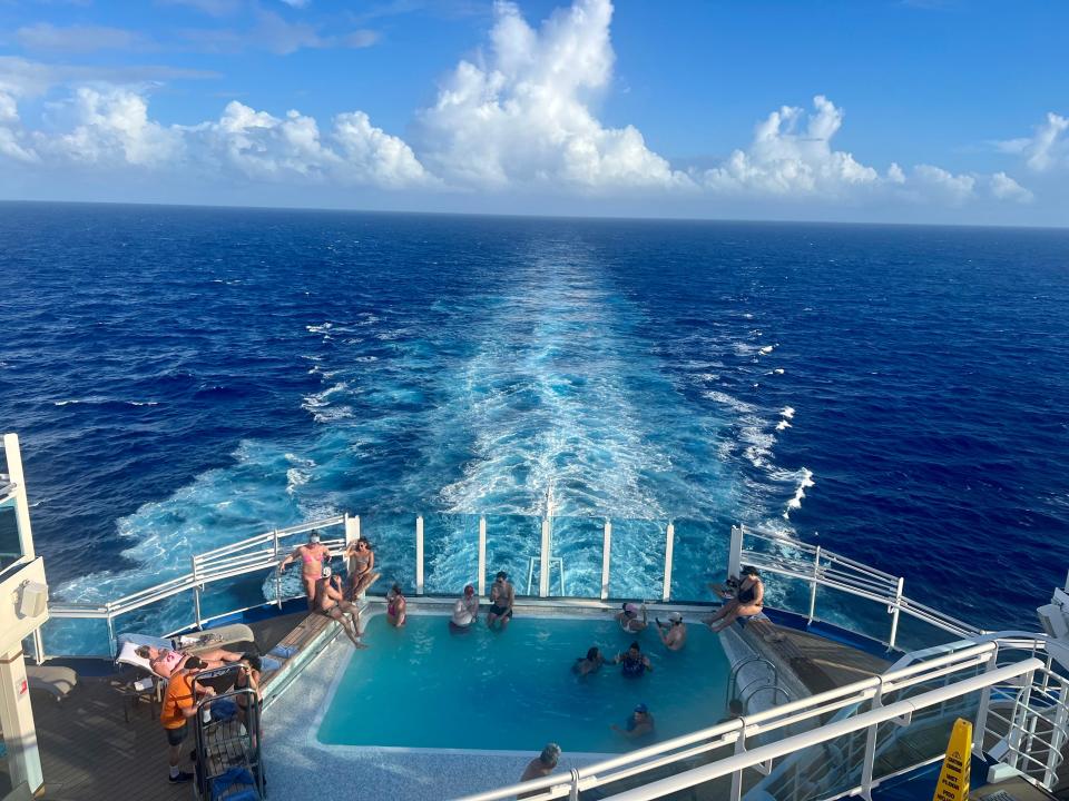 view of pool at the back of sky princess cruise ship