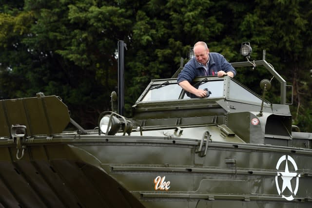 Graham Smitheringale works to restore a DUKW amphibious Second World War vehicle