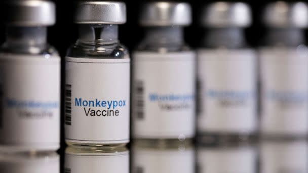 PHOTO: Mock-up vials labeled 'Monkeypox vaccine' are seen in this illustration taken, May 25, 2022. (Dado Ruvic/Reuters)