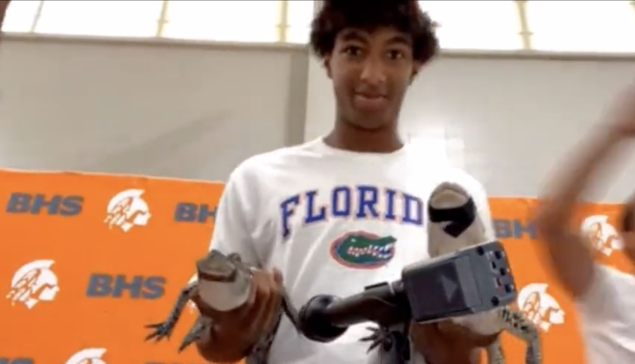 Yes, those are live gators in Aidan Mizell's announcement that he was going to Florida. (via 247 sports)