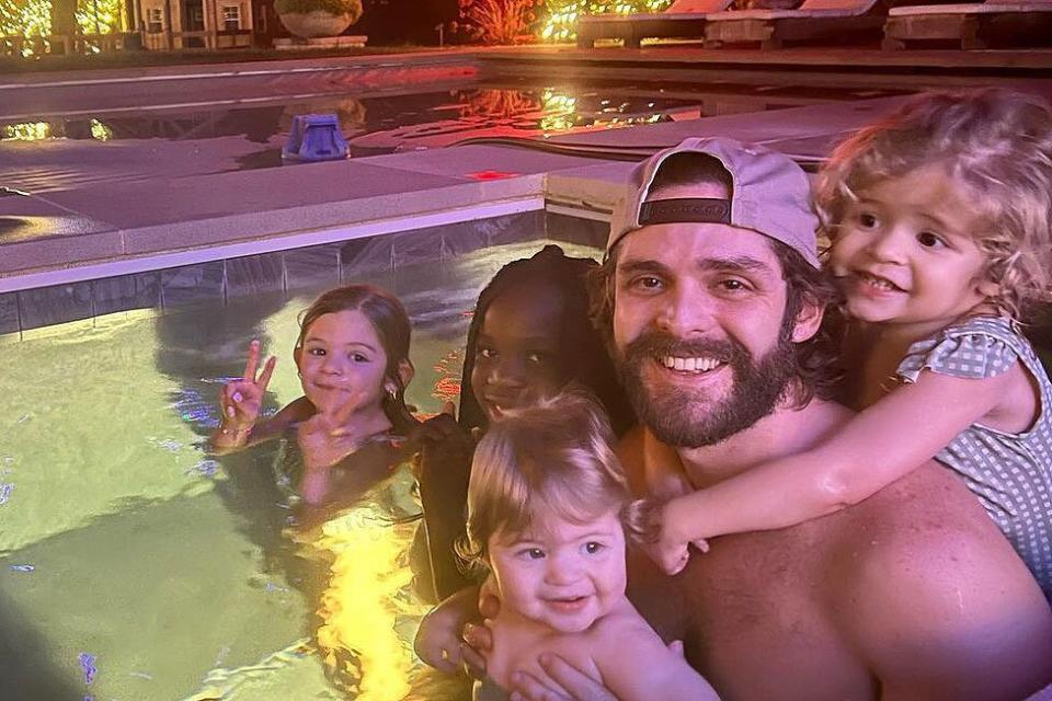 Thomas Rhett Poses in Hot Tub with His Daughters as They Celebrate Baby Lillie's First Birthday