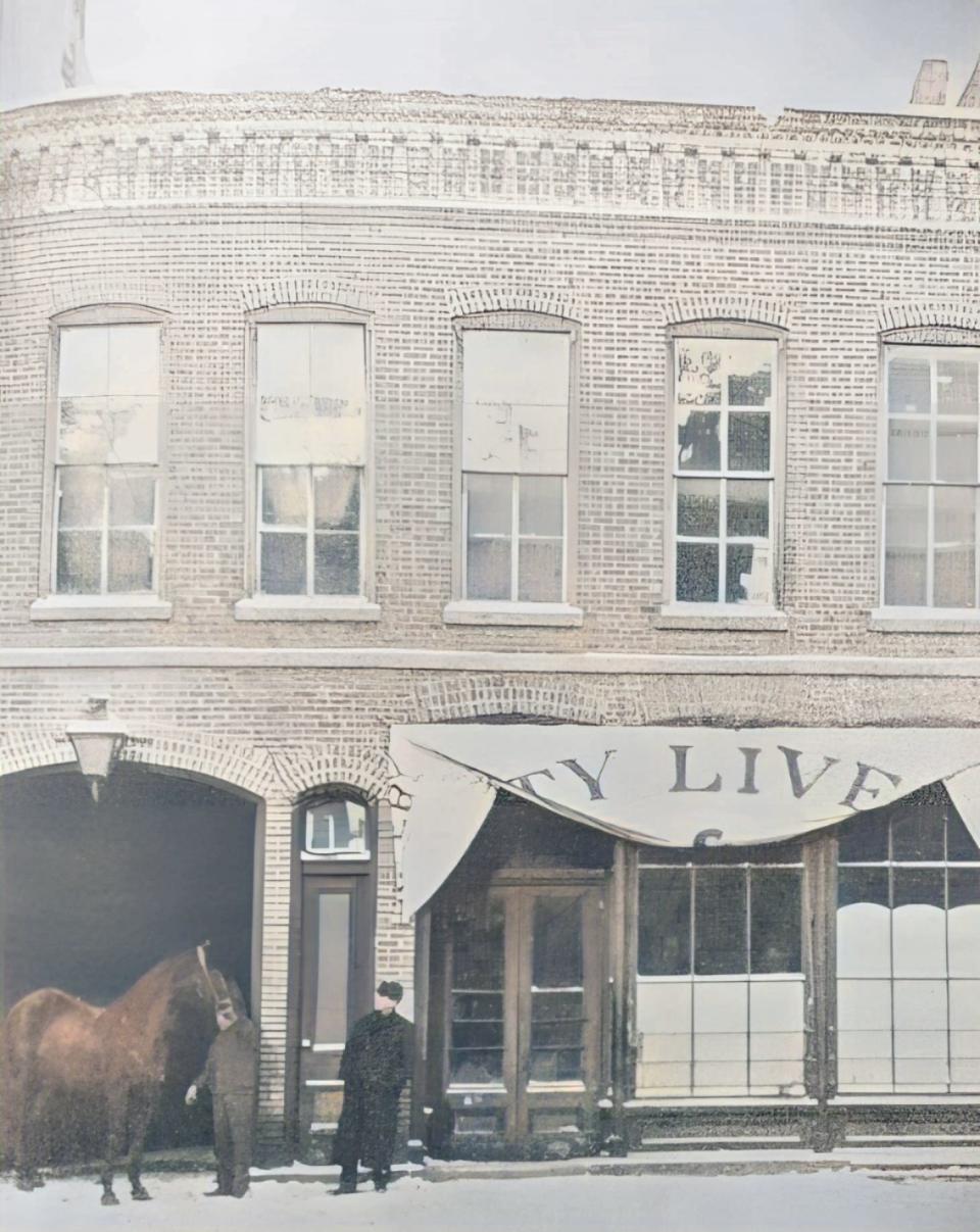 This photo shows the Foster Livery Stable business operated by notable black businessman James Foster in Monroe.  It was purchased shortly after the Fosters arrived in Monroe around 1877.  It operated successfully until 1983 when James Foster sold it to purchase and start the Willow Bend Dairy.