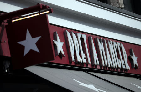 Signage is seen outside of a Pret a Manger in London, Britain, May 22, 2019. REUTERS/Hannah McKay