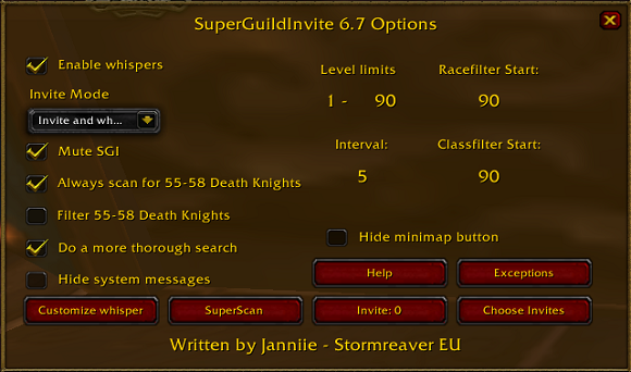 Super Guild Invite options