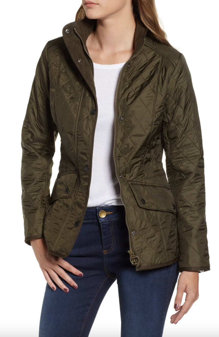 Barbour Cavalry Fleece Lined Quilted Jacket in army green (Photo via Nordstrom)