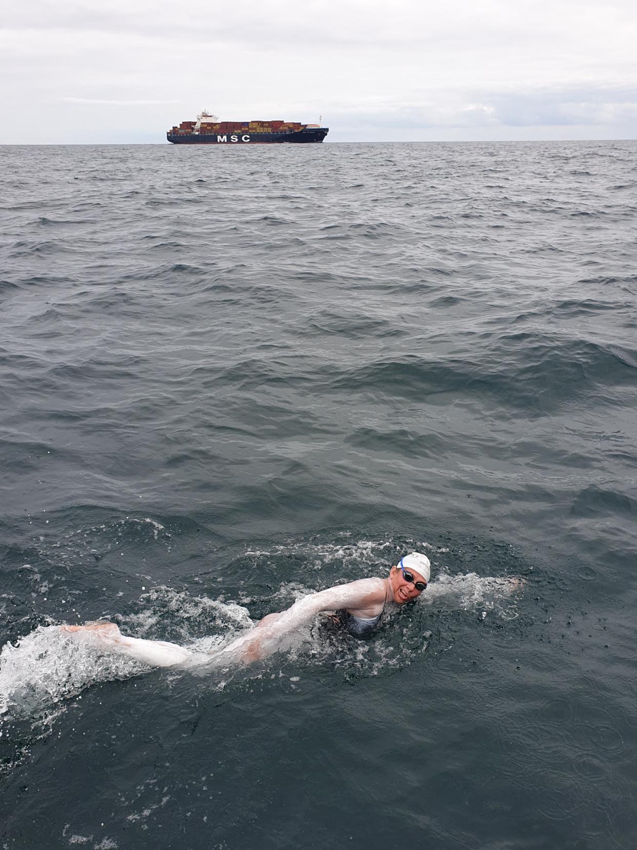 Chloe McCardel swimming the English Channel
