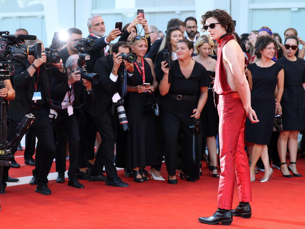 Timothée Chalamet on the Venice Film Festival red carpet on Friday.