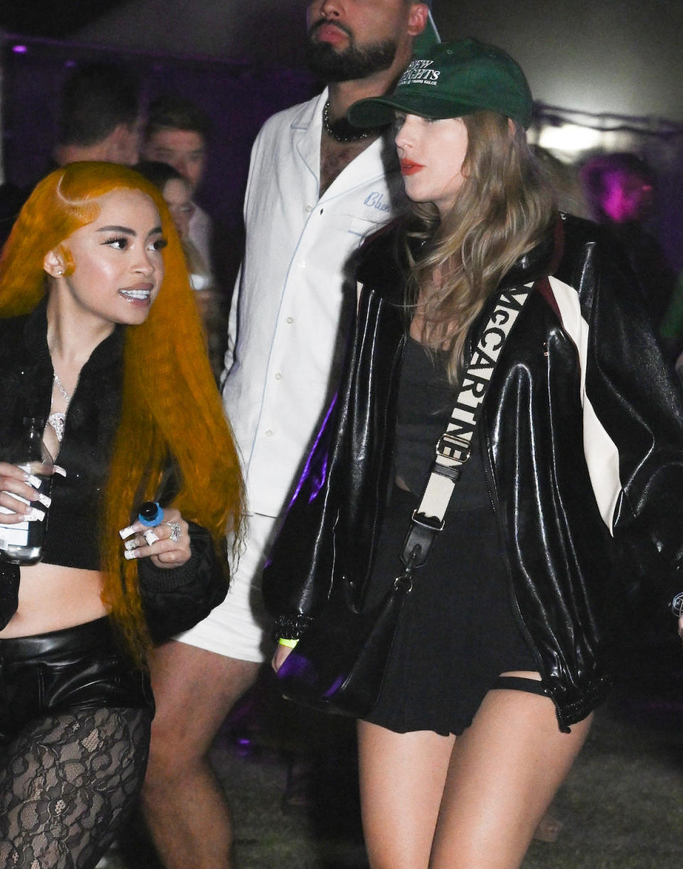 Ice Spice and Taylor Swift at Neon Carnival held during the Coachella Music and Arts Festival on April 13, 2024 in Thermal, California. (Photo by Gilbert Flores/WWD via Getty Images)