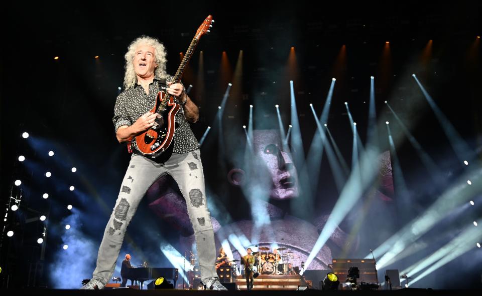 Brian May performs with Queen at Fire Fight Australia, a concert for National Bushfire Relief in Sydney, on Feb. 16, 2020.