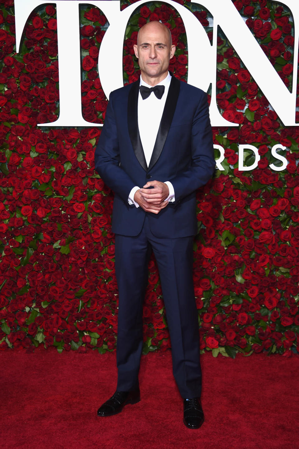 Mark Strong, nominated for Arthur Miller’s ‘A View From the Bridge,’ wearing a blue suit 