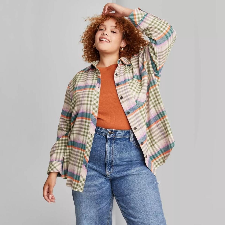 plaid shirt on model