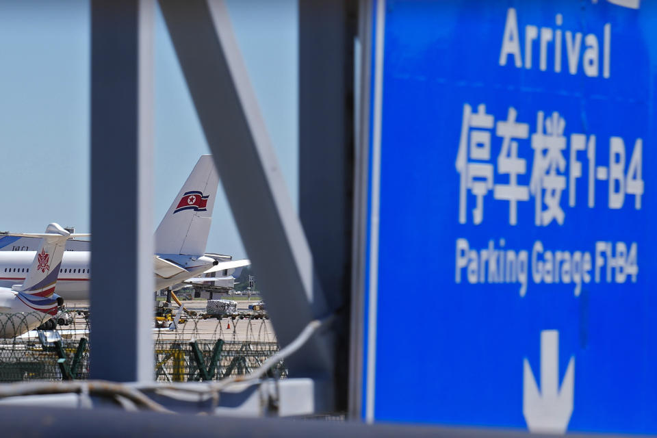 An Air Koryo commercial plane sits on the tarmac at the Beijing Capital International Airport in Beijing, Tuesday, Aug. 22, 2023. A North Korean commercial flight has landed in Beijing amid signs that Pyongyang is opening borders again after almost three years of COVID-19 restrictions. (AP Photo/Andy Wong)